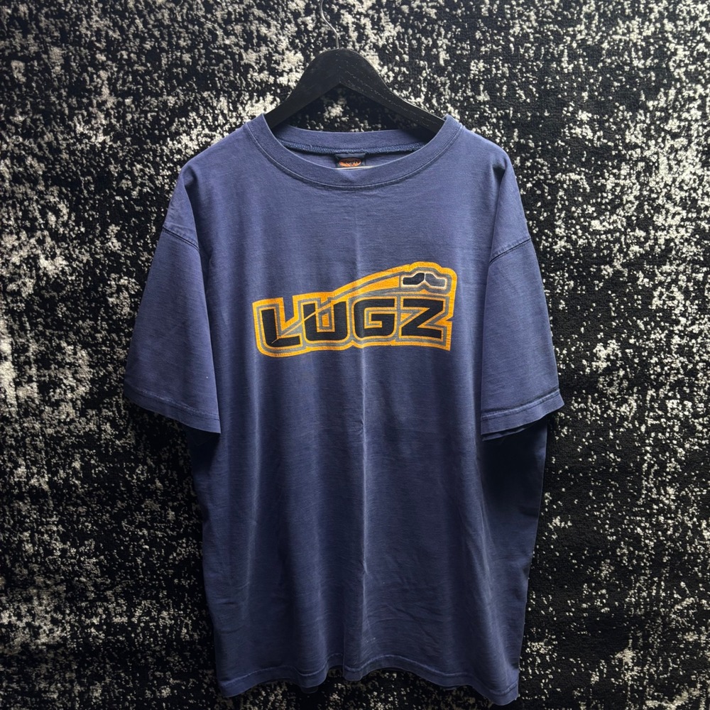 Vintage Lugz Graphic T-Shirt Mens XL Navy Blue Streetwear Logo Shield Tee